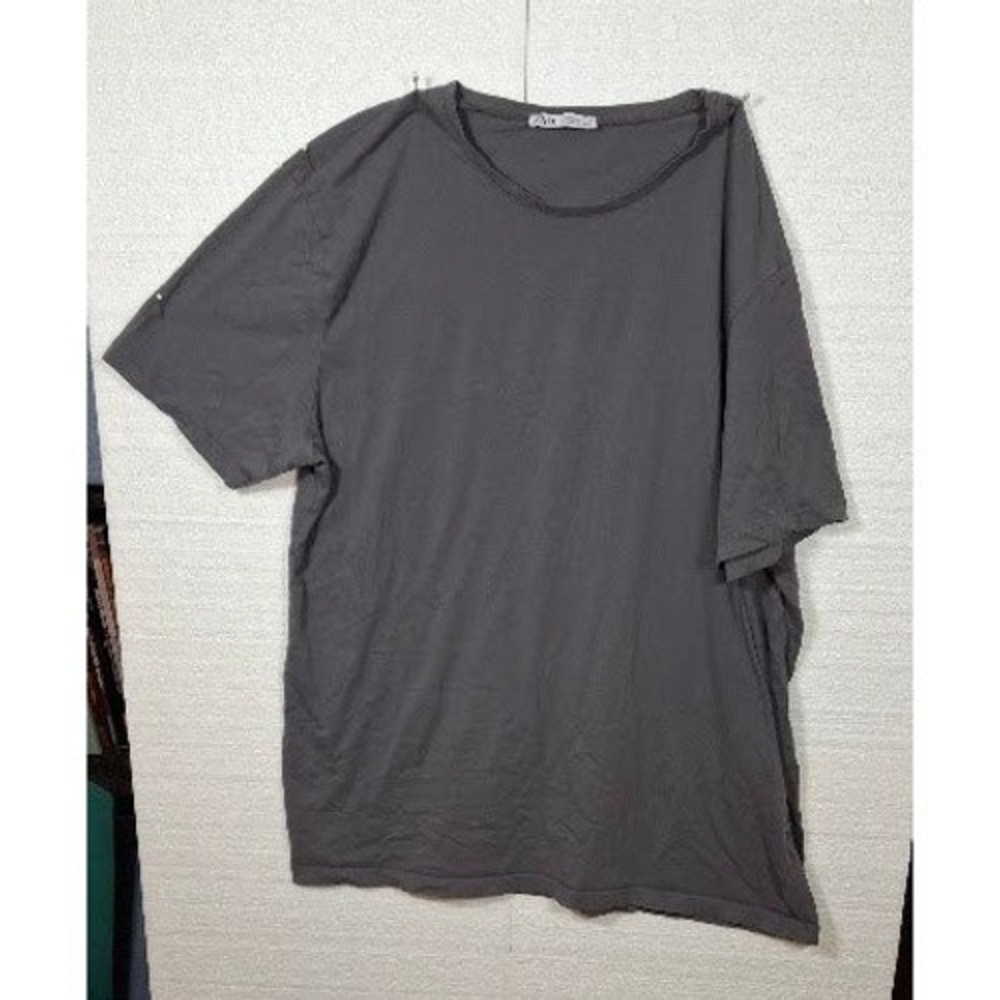 Zara Womens Charcoal Gray Short Sleeve Crew Neck Basic T-Shirt Size XL